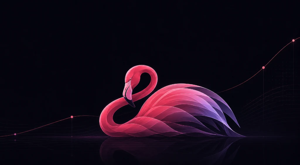 Resting Deciphire flamingo with plotted data points